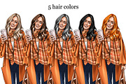 Fashion girl with coffee clipart, a Person Illustration by KupalinaArt (Thumbnail 2 of 5)