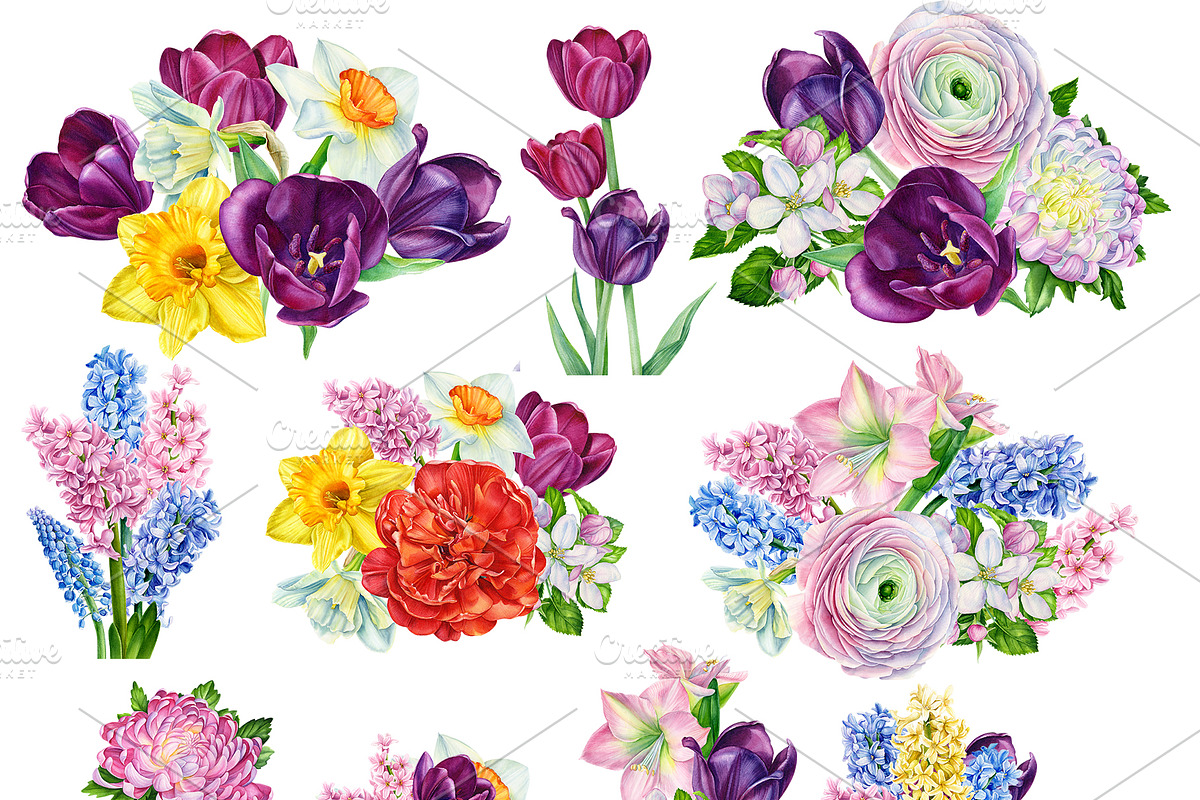Beautiful bouquet of flowers, a Decorative Illustration by Hanna Hryharenka (Photo 3 of 10)