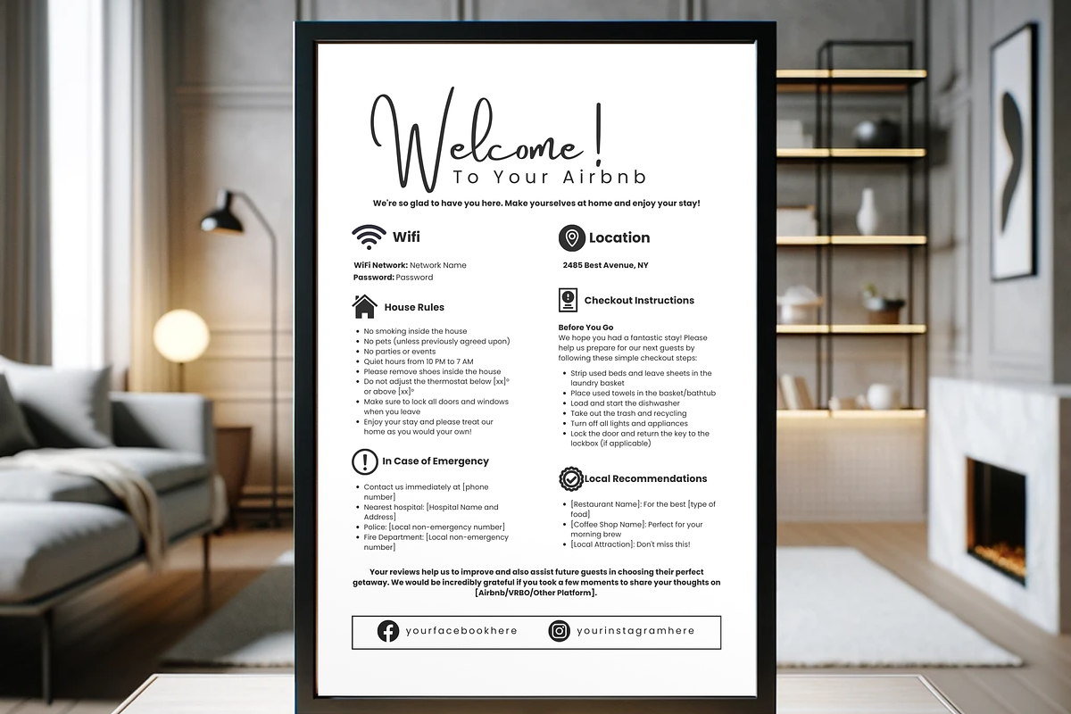 Editable Airbnb Welcome Sign, a Print Template by MondaySpark (Photo 7 of 9)