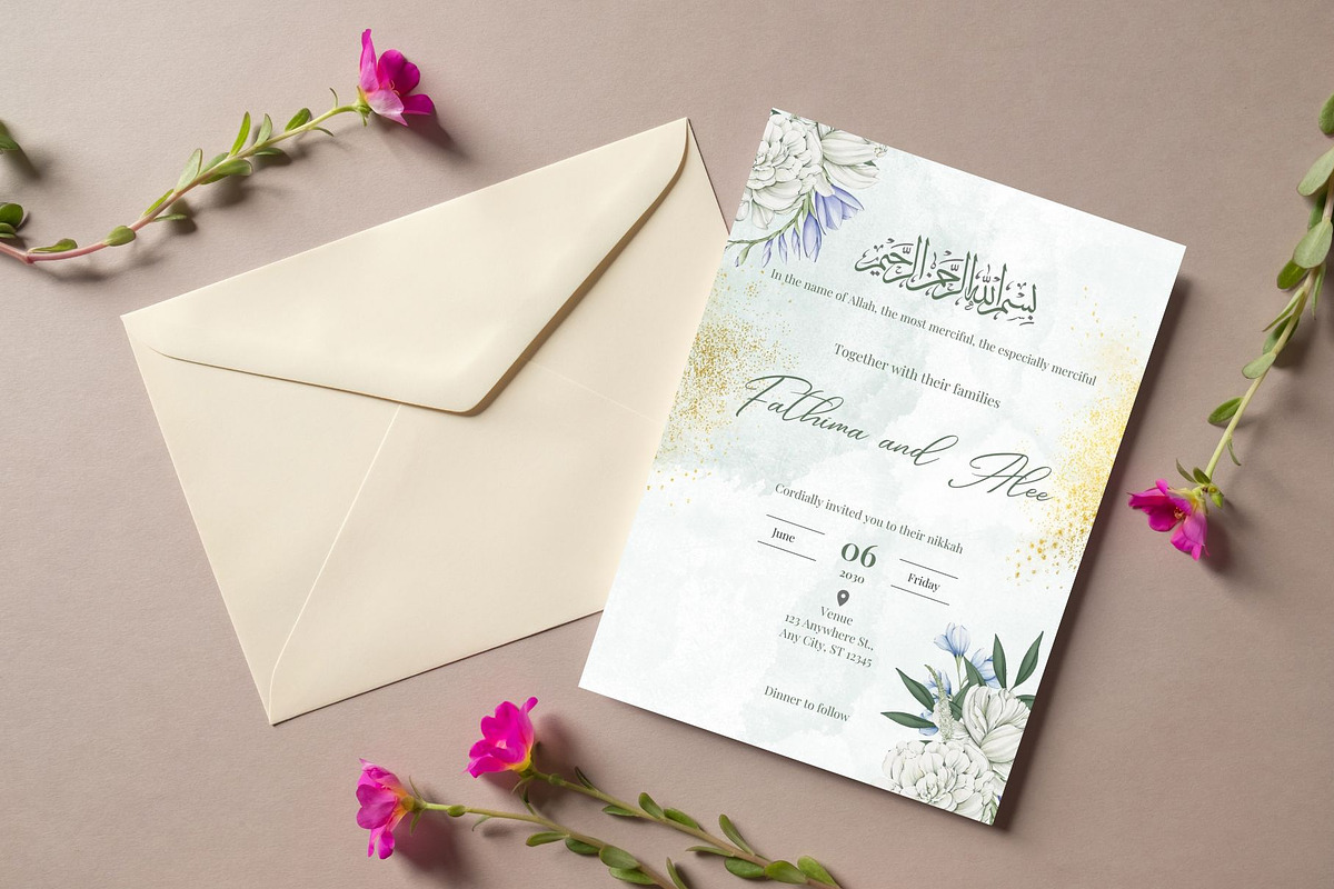 Islamic floral Wedding Invitation, an Invitation Template by cmatworks (Photo 1 of 3)