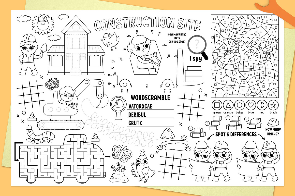 Construction site activity play mats, an Education Illustration by Lexi Claus (Photo 3 of 6)