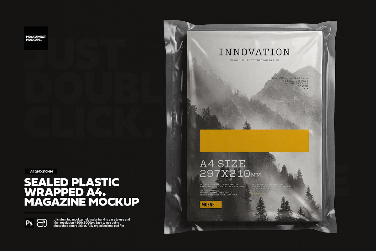 Sealed A4 Magazine Cover Mockup, a Books & Magazine Mockup by Toasin Studio
