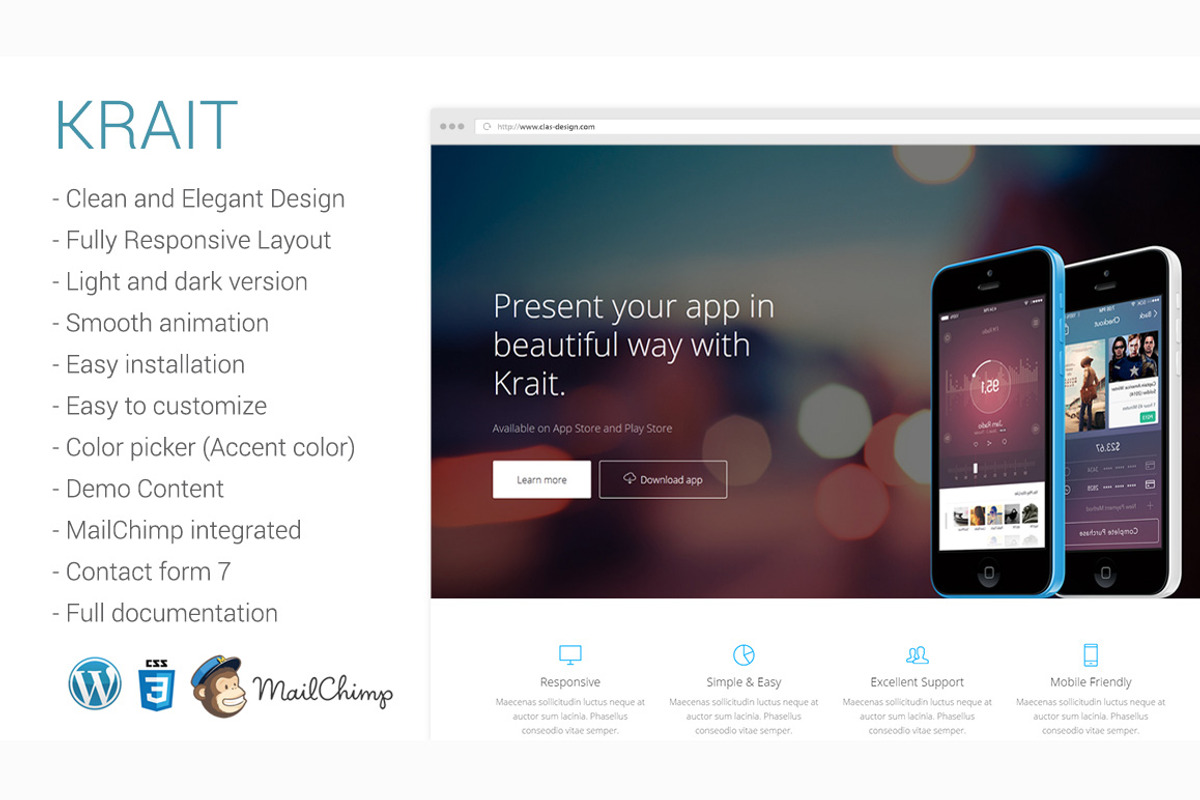 Krait- Landing Page Wordpress Theme, a WordPress Template by clasexchange