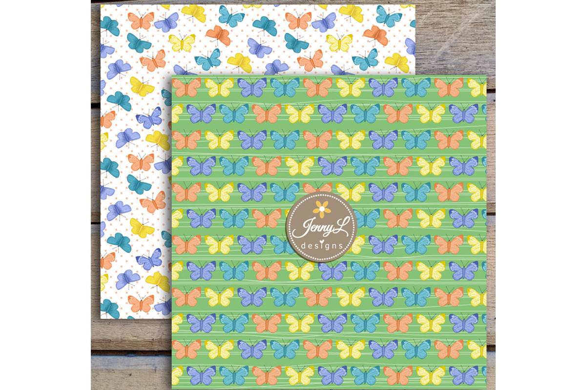 Butterflies Digital Papers & Clipart, a Pattern Graphic by JennyL Designs (Photo 6 of 9)