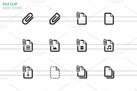 File Clip Icons On White