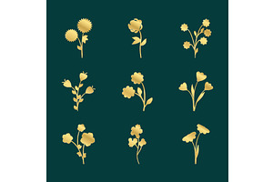 Golden floral elements set on dark, an Illustration by okskukuruza
