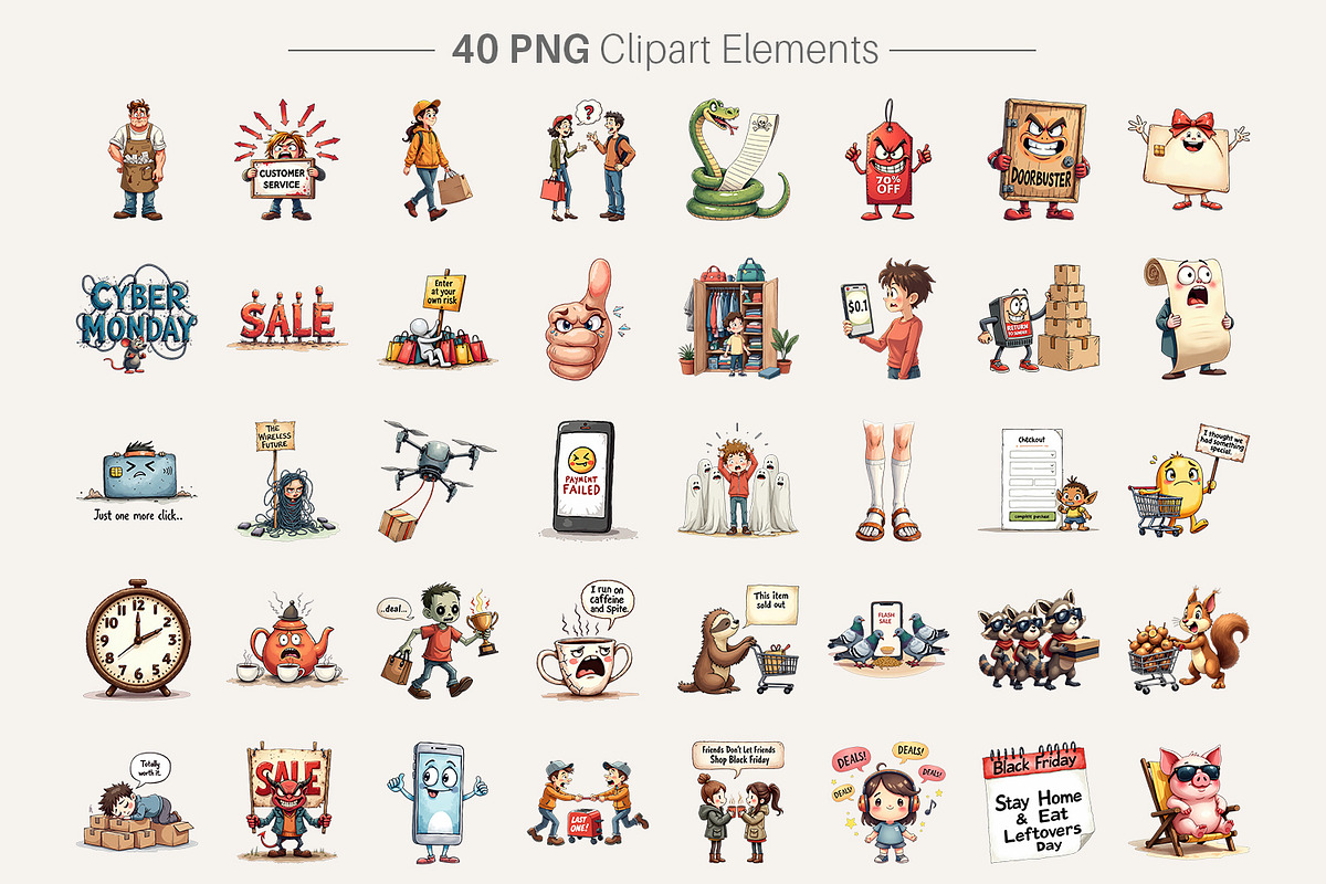 Sarcastic Cyber Monday Clipart 2, an Illustration by Artnoy (Photo 2 of 8)