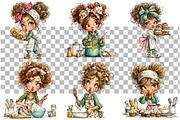 Cute Cooking Girl Clipart, a Seasonal Illustration by Daily.Designs (Thumbnail 3 of 4)