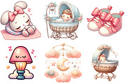 Pink Baby Girl Nursery Clipart, an Illustration by Watercolor design (Thumbnail 3 of 4)