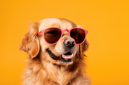Cute dog with sunglasses, an Animal Photo by Virgo Studio