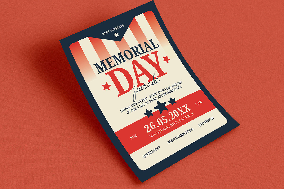 Retro Bold Memorial Day Event Flyer, a Templates & Theme by VectorVactory (Photo 3 of 3)