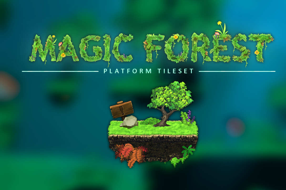 Magic Forest - Platform Tileset, a Graphic by LudicArts (Photo 1 of 5)