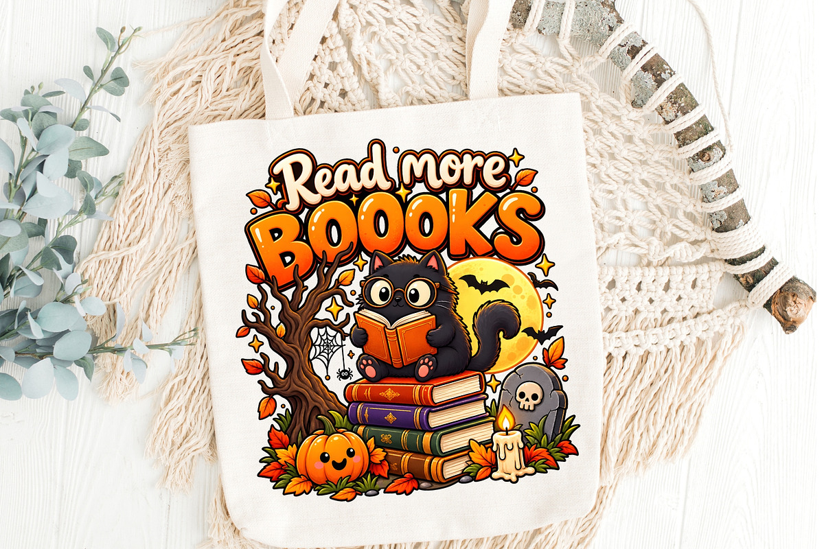 Halloween Reading Cat Book Lover PNG, an Object Graphic by Zahyl Studio (Photo 5 of 7)
