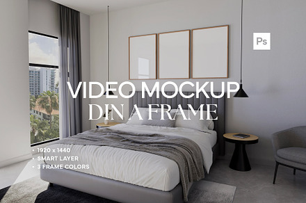 Frame Video Mockup Bedroom PSD