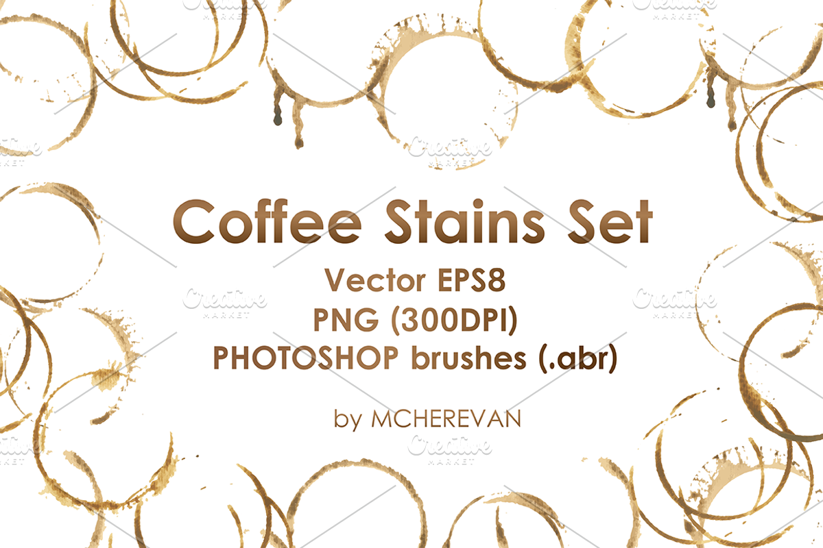 Coffee stains clipart and brush set, a Brush Add-On by mcherevan (Photo 1 of 3)