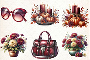Watercolor Burgundy Autumn Clipart, an Illustration by Libby Wishes (Thumbnail 3 of 4)