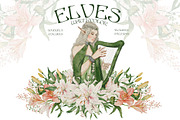 Watercolor Elf & Flowers Set, a Texture Illustration by Kaleriia (Thumbnail 1 of 10)
