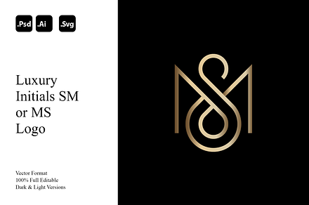 Luxury Initials SM or MS Logo, a Branding & Logo Template by Luxury Logos
