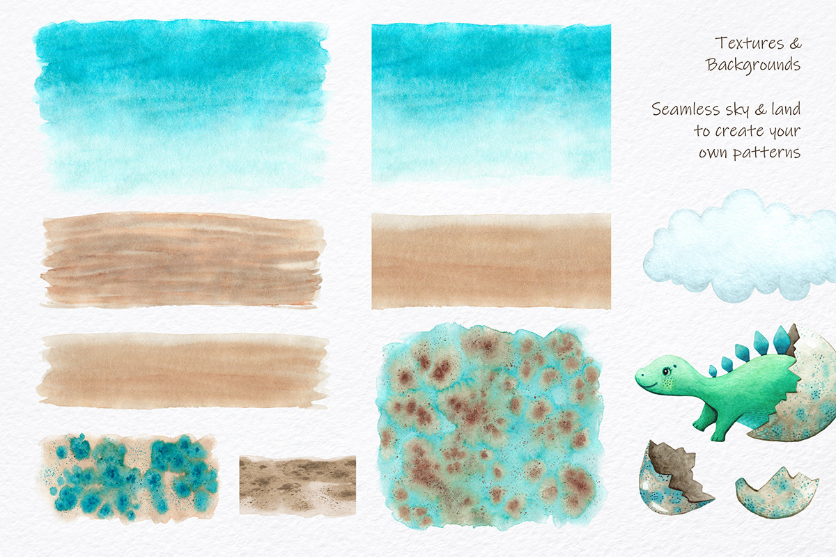 Watercolor Dinosaurs Collection, a Decorative Illustration by MariArtySpace (Photo 6 of 12)