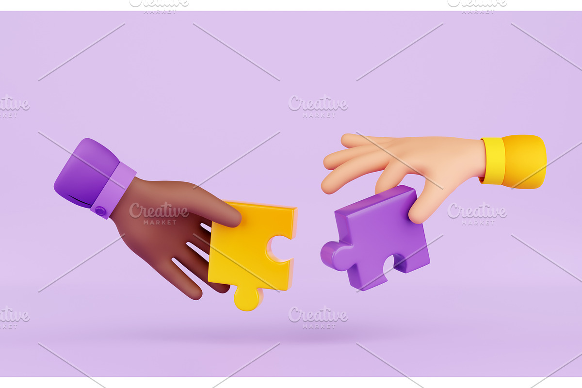 3d illustration with two hands with, a Characters & Person 3D Model by art PVP - market