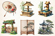 Japanese Summer Garden Clipart, an Illustration by DreamCafeArt (Thumbnail 4 of 9)