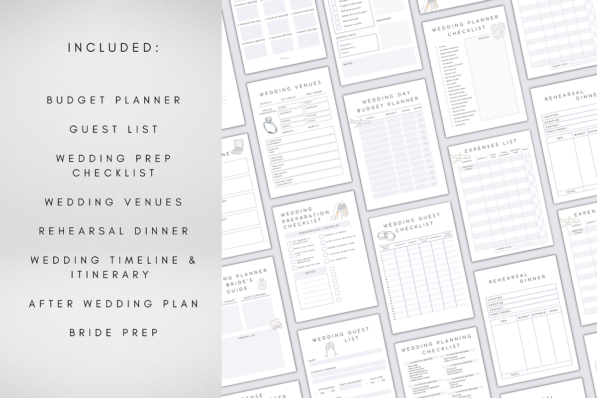 Digital Wedding Planner Canva PDF, a Stationery Template by BRANDcontent (Photo 3 of 6)