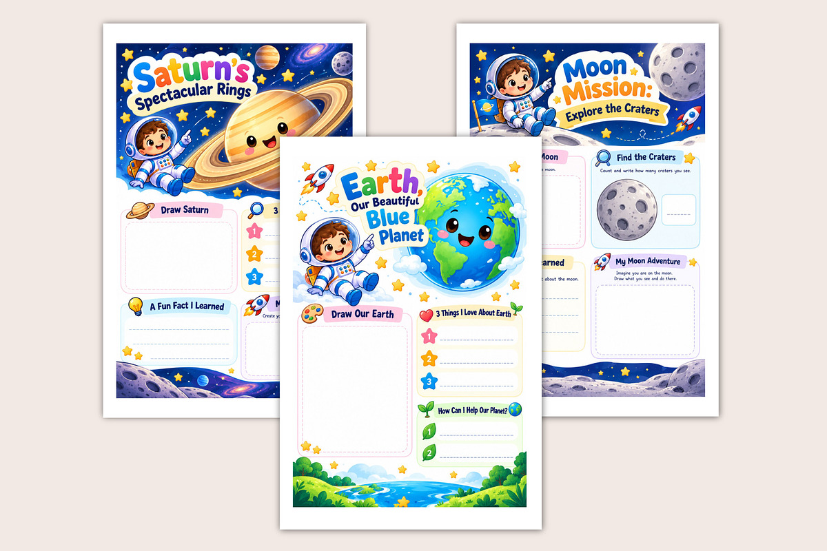 Little Explorers Space & Science, a Stationery Template by Designmela01 (Photo 3 of 5)