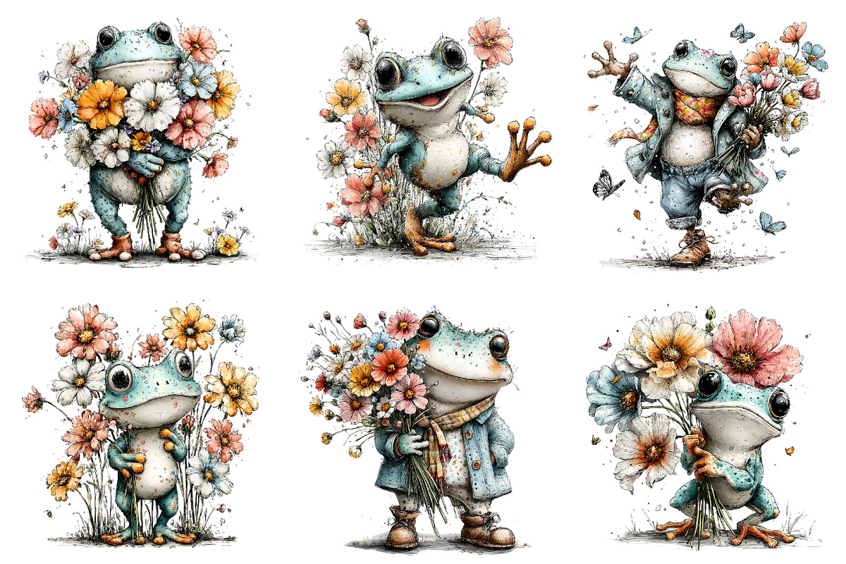 Whimsical Spring Frog Clipart, an Illustration by Dream Creation (Photo 5 of 6)