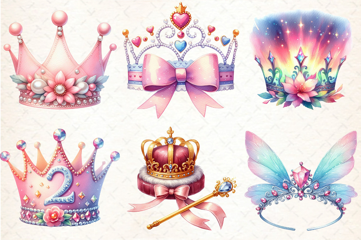 Pink Princess Tiara Sublimation Clip, an Illustration by DreamCafeArt (Photo 3 of 5)