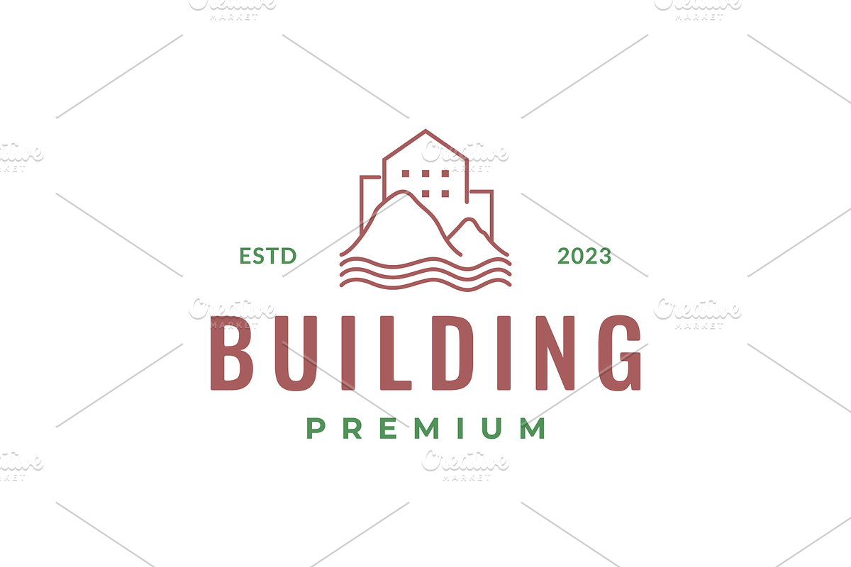 mountain with building estate logo, a Branding & Logo Template by devastd