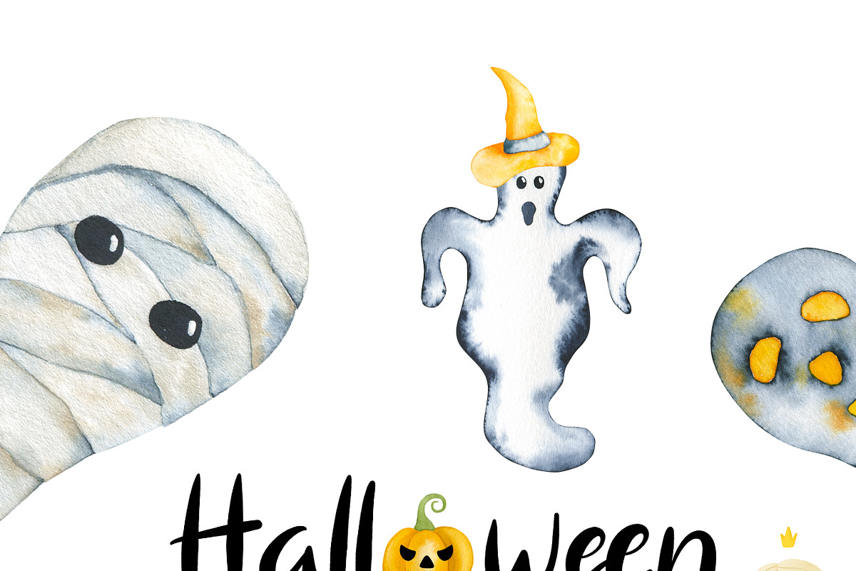 Watercolor Halloween Clipart, an Illustration by Natalya_Mona_Art (Photo 6 of 10)