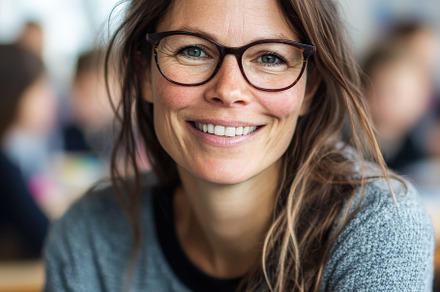 A Smiling Teacher in Classroom, a School & Education Photo by Virgo Studio