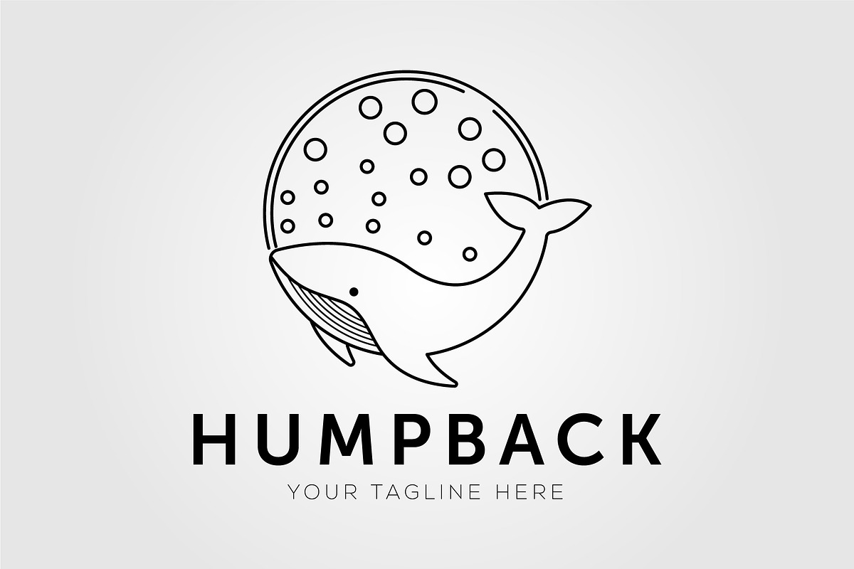swimming humpback whale linear logo, an Object Graphic by Rizkaarishandy_shop (Photo 2 of 2)