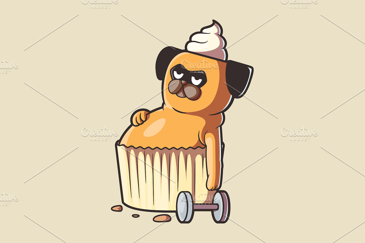 Cupcake Pug!, an Animal Illustration by pedrors