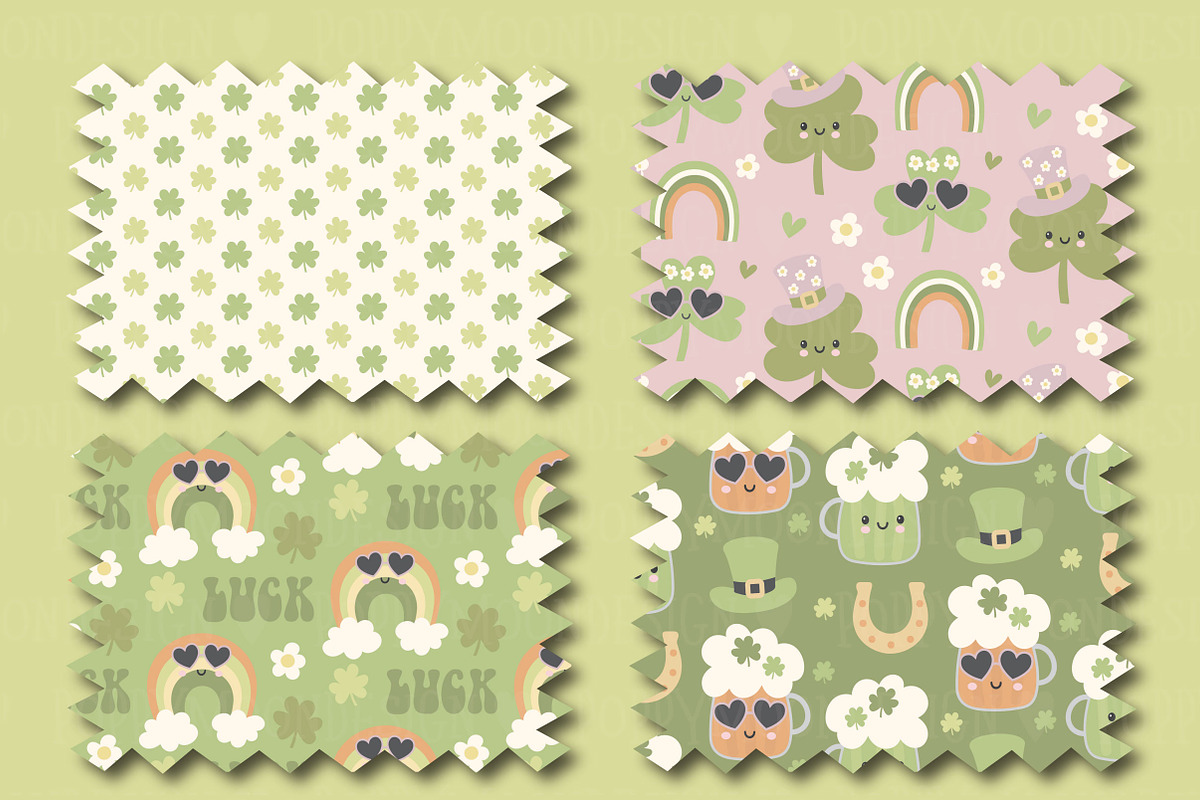 Groovy Shamrocks set, a Seasonal Illustration by Poppymoondesign (Photo 5 of 10)