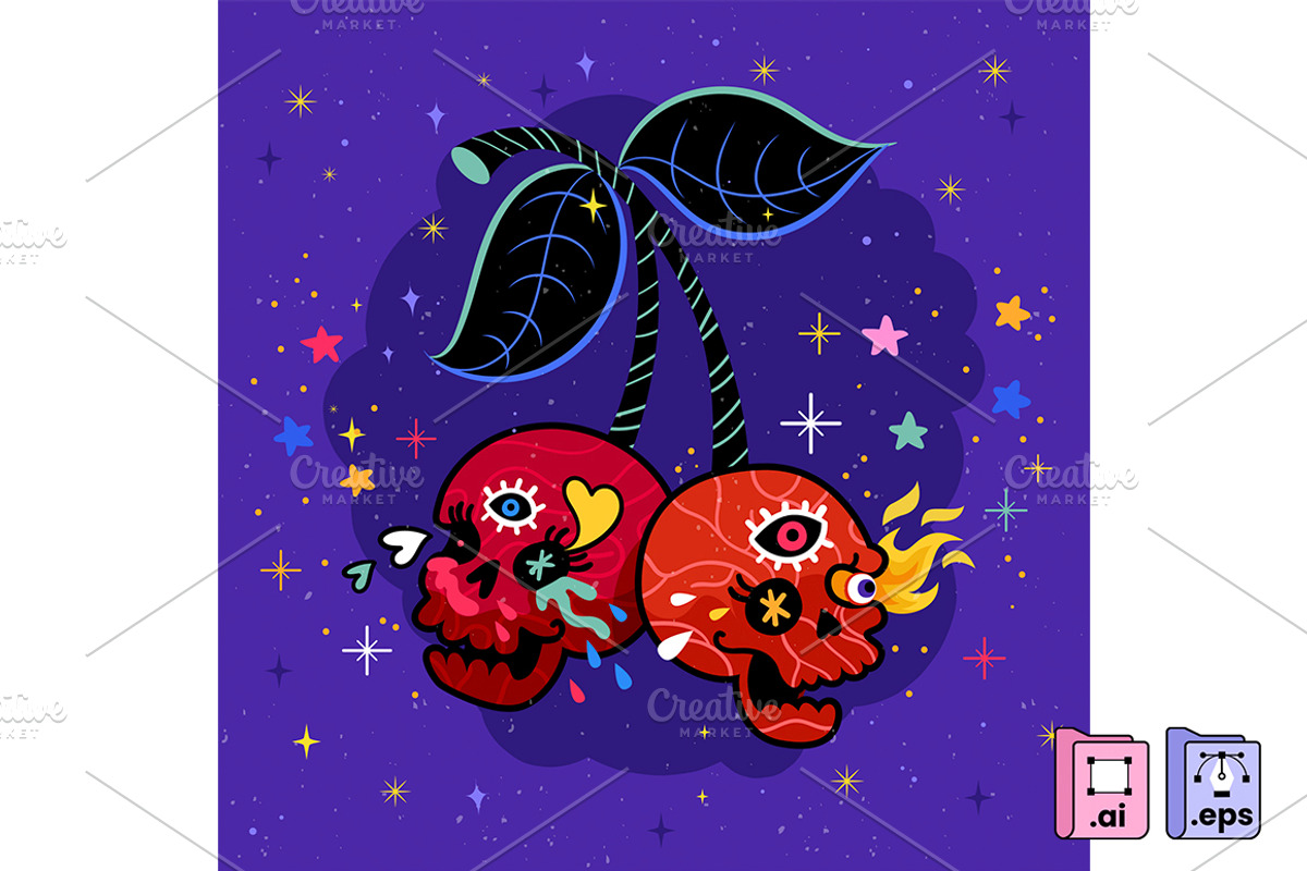 Halloween Skull Cherry, a Decorative Illustration by MISS CHATZ (Photo 1 of 3)