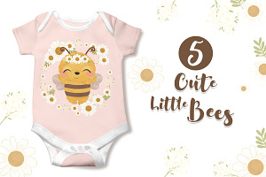 Cute Little Bees Clipart Set