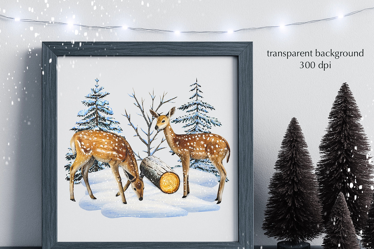 Winter Animal Watercolor Clipart Set, an Animal Illustration by DiashaArt (Photo 4 of 22)