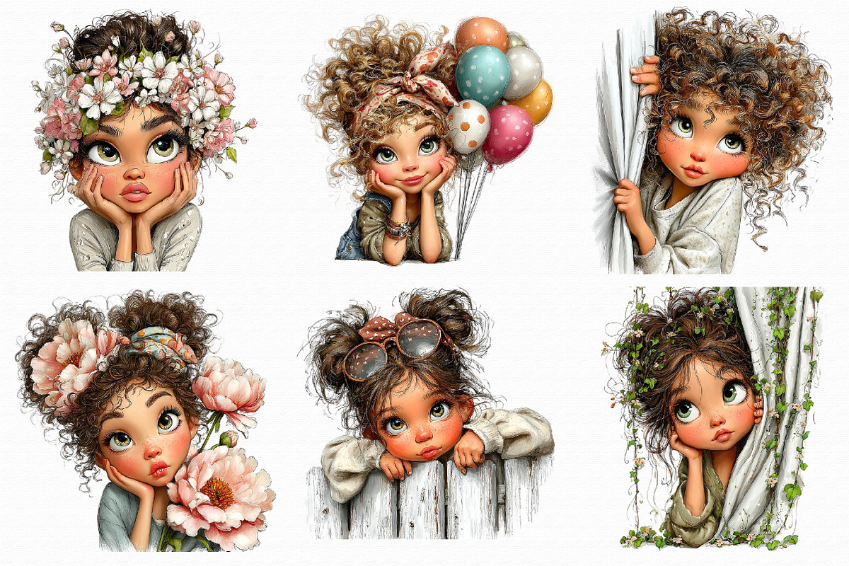 Whimsical Girl Peeking Clipart, an Illustration by Libby Wishes (Photo 5 of 7)