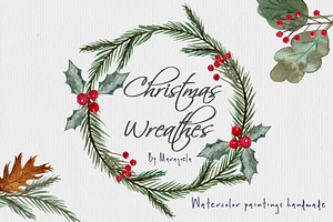 Watercolor Christmas Wreathes 