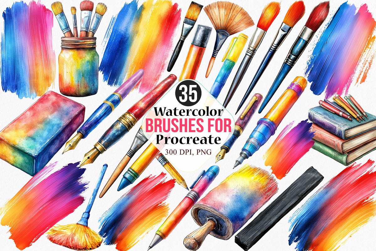 Brushes for Procreate Clipart, an Illustration by Canvas Craft (Photo 1 of 7)
