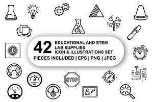Educational & STEM lab Icon Set, an Outline Icon by Nurlan's shop