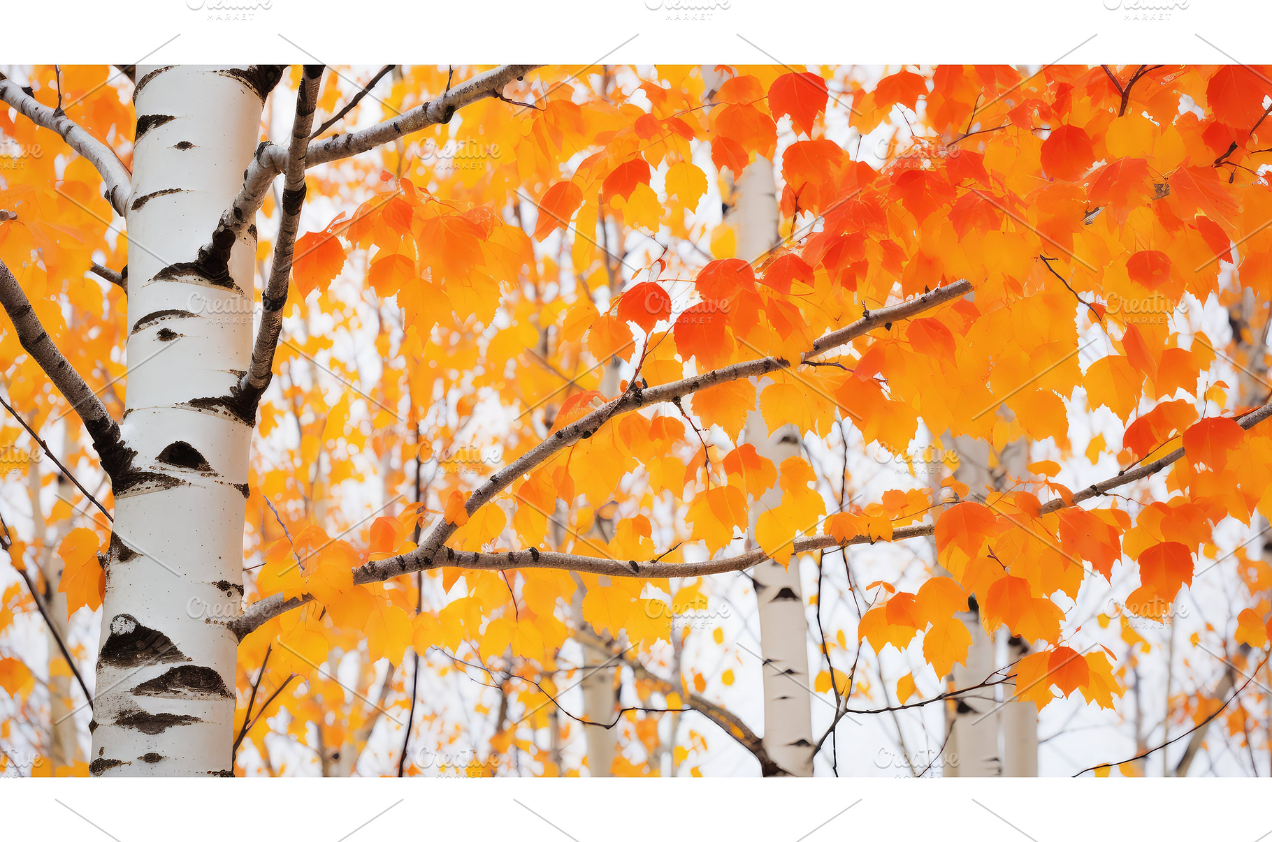 autumn birch branches ai generated, a Background Photo by pikepicture