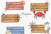 Nautical Watercolor Sea Clipart, an Animal Illustration by ZabolotnaArt (Thumbnail 10 of 13)