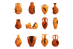 Cartoon broken clay pots. Antique, an Illustration by Valerie Bodnar