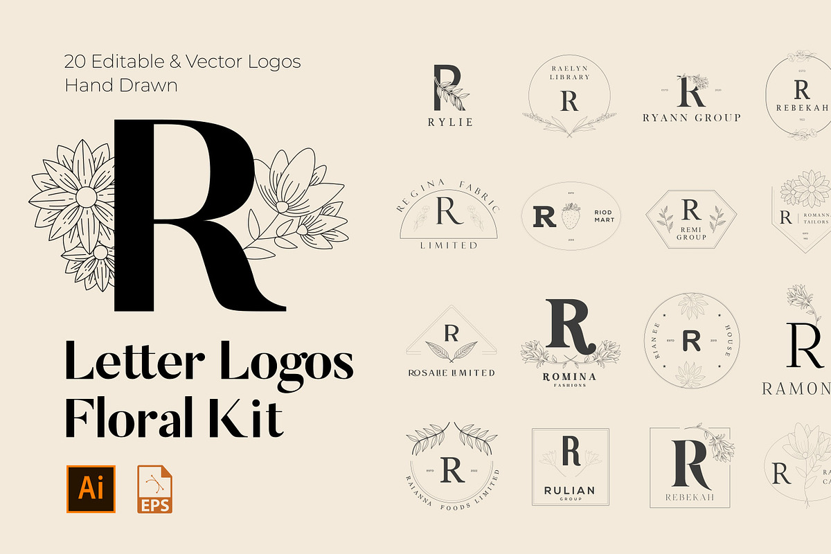 520 A to Z Floral Logos Bundle, a Branding & Logo Template by AN Productions (Photo 143 of 223)