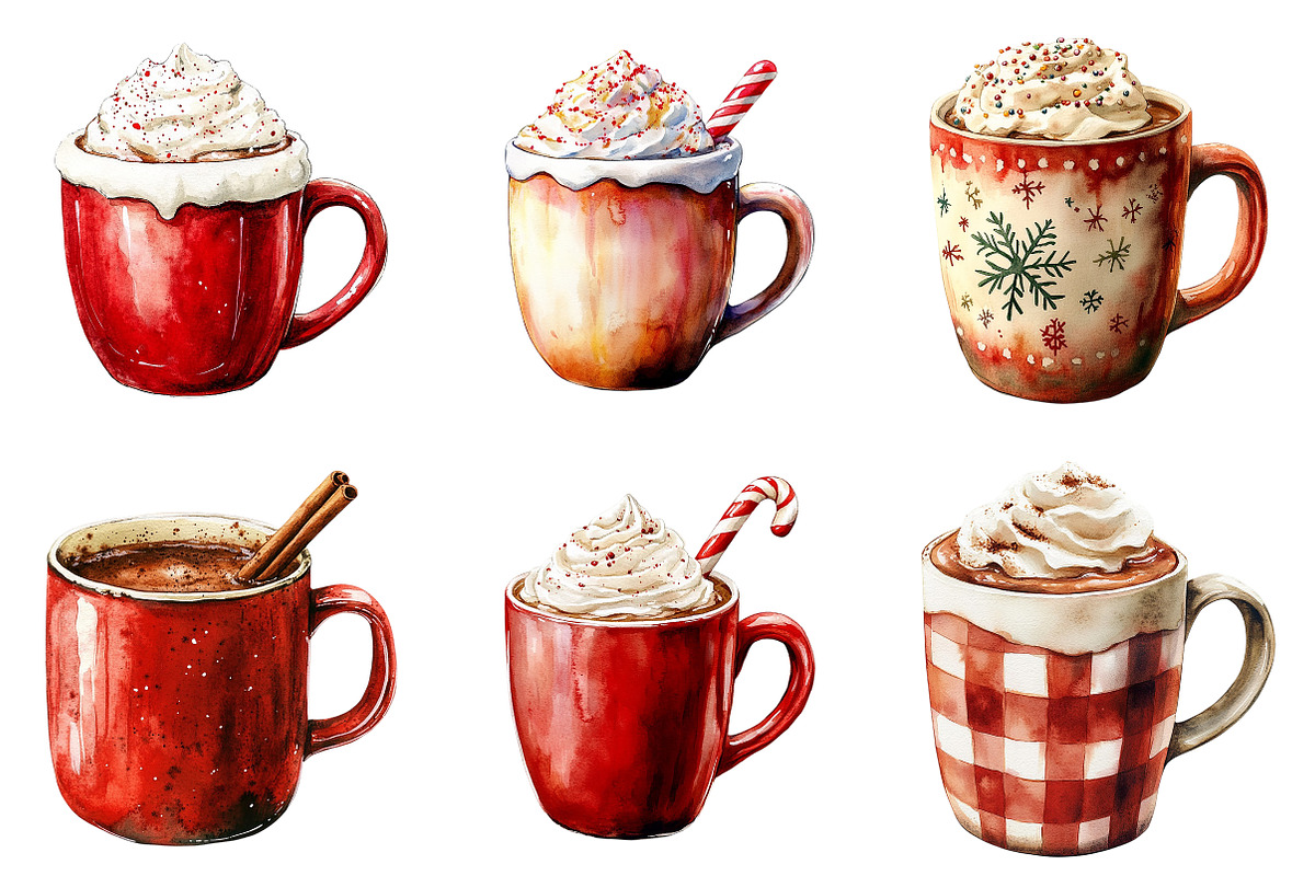 Watercolor Christmas Hot Cocoa PNG, an Illustration by Craft Nest (Photo 5 of 7)