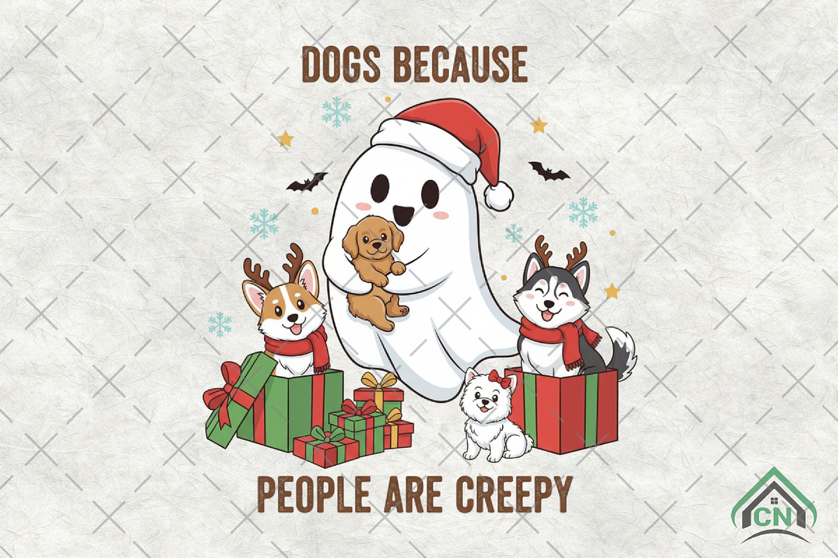 Funny Christmas Dogs PNG, an Illustration by Craft Nest (Photo 1 of 6)