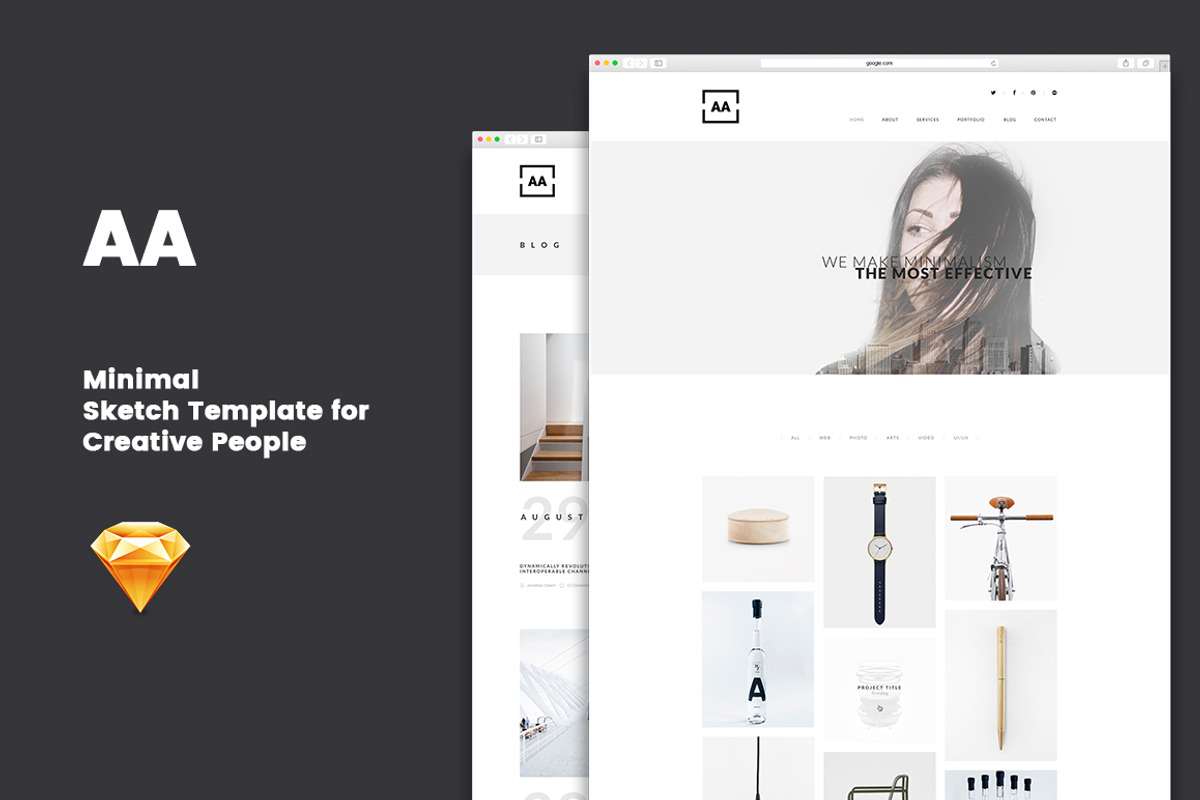 AA - Minimal Sketch Template, a Websites & App Template by bigpsfan's SHOP (Photo 1 of 9)