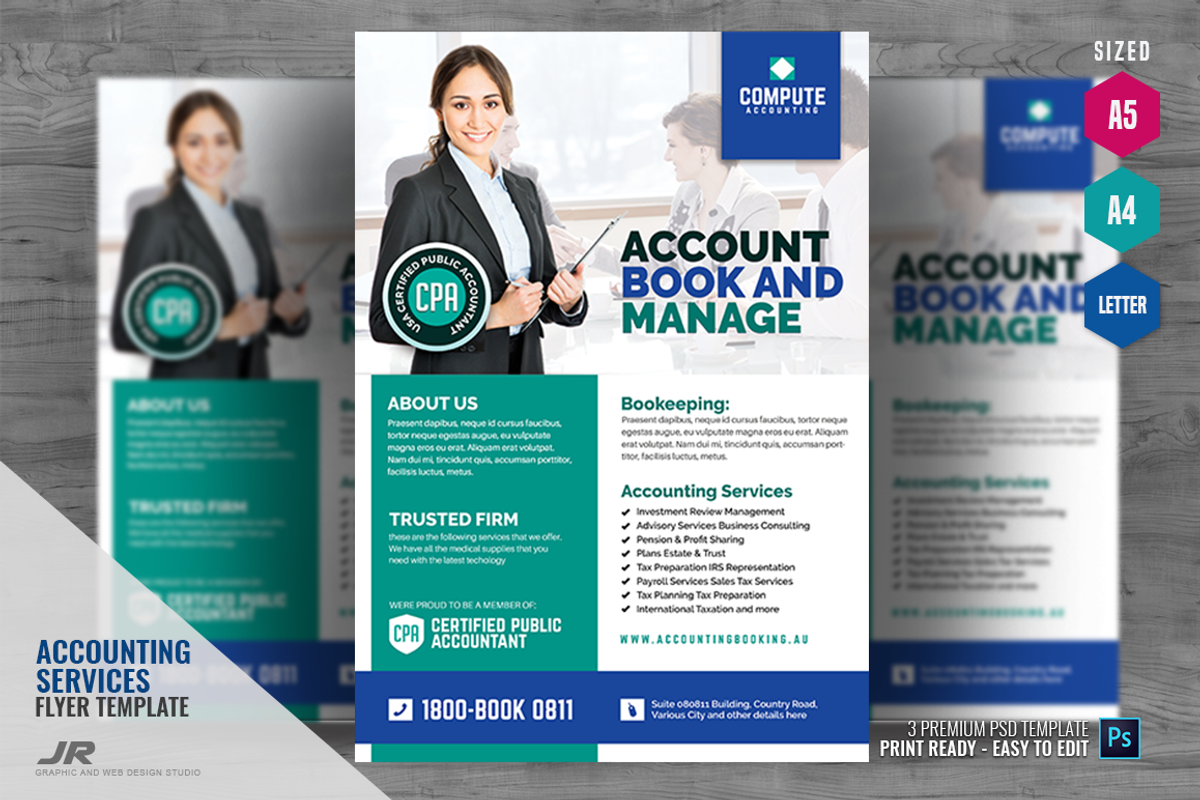 Accounting and Bookkeeping Services, a Flyer Template by PSDPixel